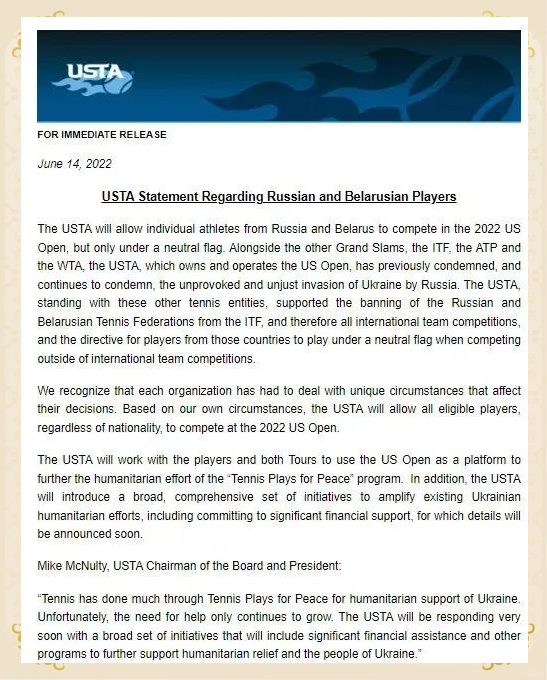 九游体育注册-关于温网取消俄白球员禁令，赛事回归正常的信息